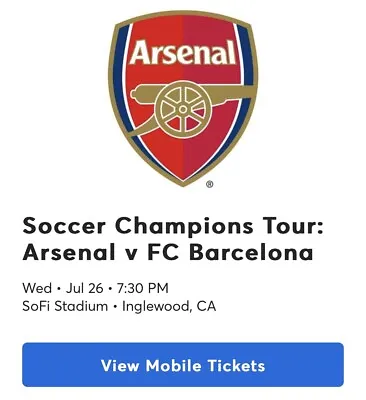 FC Barcelona Vs Arsenal - Sofi Stadium - 3 Tickets - 211 Row 1 Seats 6 7 8 • $1000