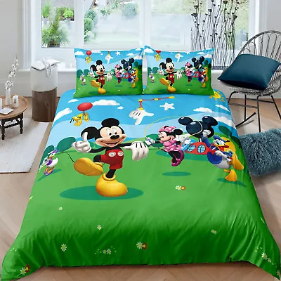 Mickey Minnie Mouse Duvet Cover Bedding Set Pillowcases Quilt Cover King Size • £28.99