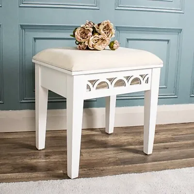 White Stool Wooden Cushioned Padded Make Up Dressing Table Desk Seat Chair Bench • £7.50