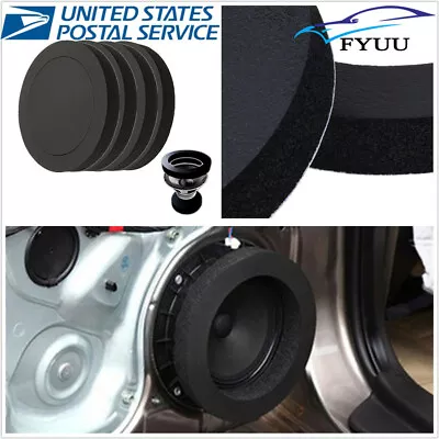 4X 6.5  Car Black Soundproof Cotton Speaker Sound Insulation Ring • $19.79