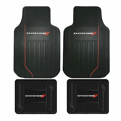 4 Pieces DODGE Floor Mats Rubber All Weather Factory Liners Black Red BEST Gift • $77.49