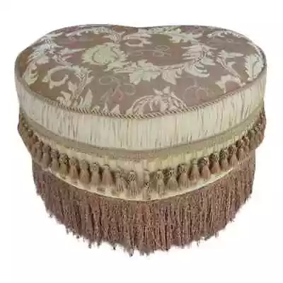 Vintage Vanity Footstool Brown Beige Fabric Wood Legs Victorian Style • $399