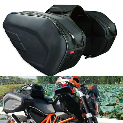 US Dual Motorcycle Saddle Bag 36-58L Waterproof Helmet Bag Luggage Side Pocket • $105.59