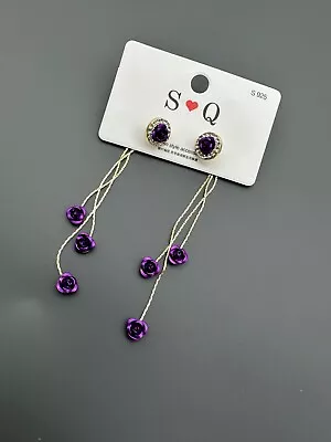 Crafted Stunning Purple Earrings High-Quality Materials Elegance To Any Outfit • $19.99