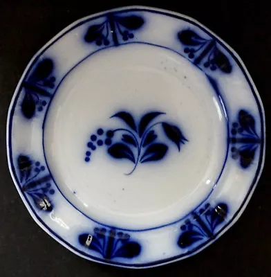 1840's Antique FLOW BLUE Cherry Border BLUEBELL & GRAPES Plate By T&R BOOTE • $99.95