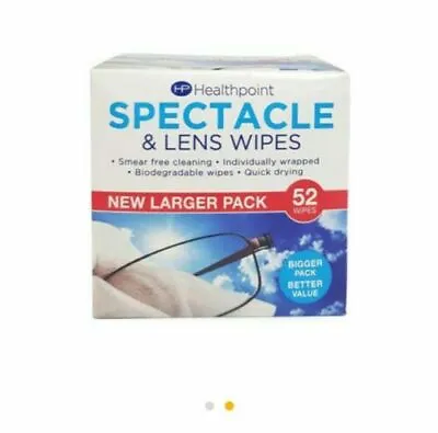 £3.99 • Buy 52 X Smear Free Lens Cleaning Wipes Optical Glasses Sunglasses Camera Phones 