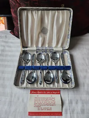 8 Vintage James Ryals Stainless Chromium Silver Plated TableSpoons Boxed  • £24.99