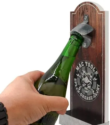 Rustic Wall Mounted Vintage Wooden Bottle Opener With Cap  Ideal For Beer Lovers • $10.99