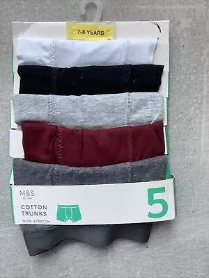 M&S Boys 5 Pack Trunks Age 7-8 • £8