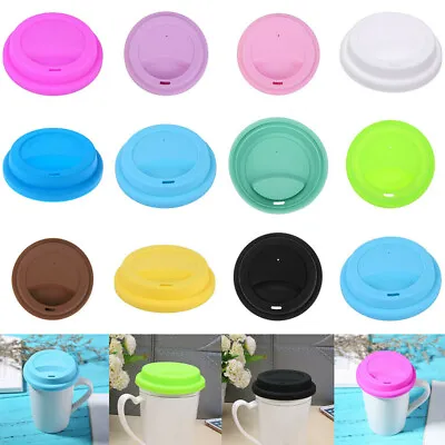 $2.71 • Buy Silicone Leakproof Cup Lid Cover Tea Coffee Cup Glass Lid Cap Covers Reusable