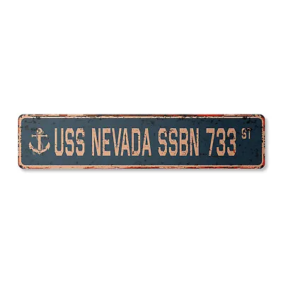 USS NEVADA SSBN 733 Vintage Street Sign Us Navy Ship Veteran Sailor Rustic Gift • $15.99