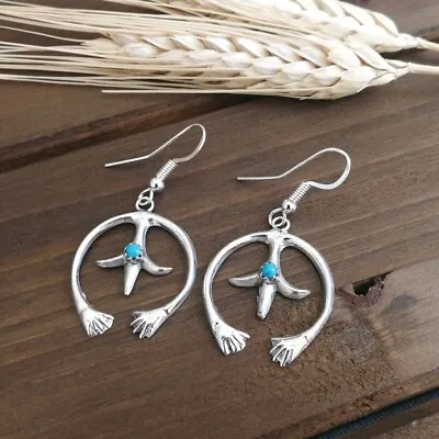 $29 • Buy Native American Navajo Handmade Sterling Silver Turquoise Small Naja Earrings