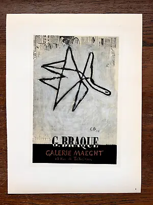 1959 Georges Braque Poster  Galerie Maeght Paris  Original Lithograph Mourlot • $59