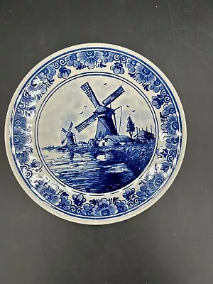 Delft Blauw Decorative Wall Plate Hand Painted Blue White Windmill 6.75  • $11.99