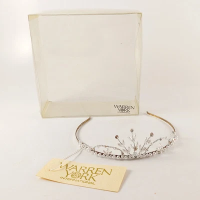 Warren York Tiara Silver / White Beaded Tiara With Clear Gems 2217 New In Box  • £24.99