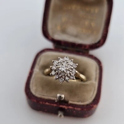 £345 • Buy Vintage 18ct Yellow Gold 0.4ct Diamond Cluster Flower Ring 750 Edwardian 18k