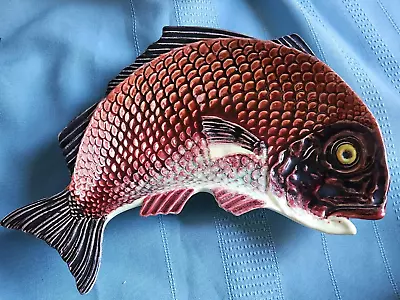 Vintage Bordallo Pinheiro ? Fish Plate Portugal MARKED CAN'T READ 9 1/2  LONG • $35