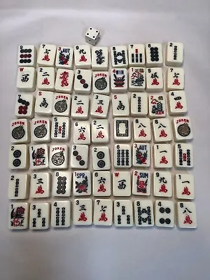 Vintage Hand Painted 63 Piece Mah Jongg Set • $29