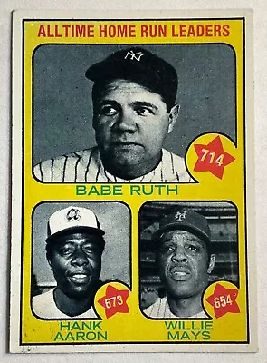 1973 Topps BABE RUTH/HANK AARON/WILLIE MAYS All-Time Home Run Leaders #1 • $0.99