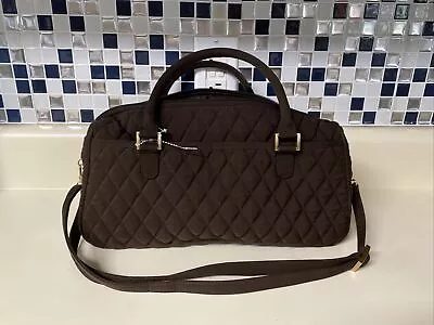 Vera Bradley (Retired) Espresso Brown Quilted Microfiber Handbag Crossbody Barre • $10