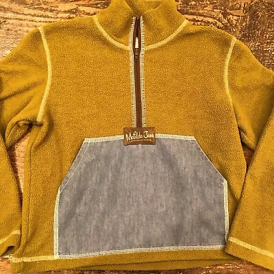 RARE Matilda Jane Vintage Westside Zippy Pullover Sz 8 Green/Chambray 1/2 Zip  • $34.99