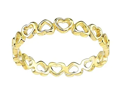 9ct Yellow Gold Heart Full Eternity Band Ring Size J K L M N O P Q R S • £64.95