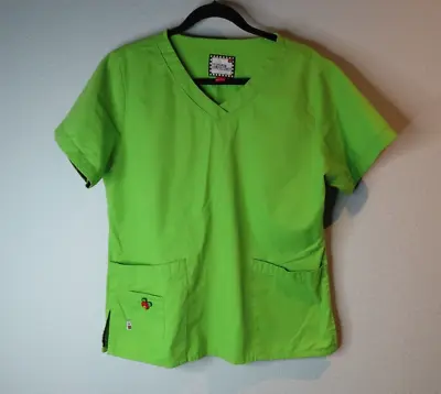 MARY ENGELBREIT Scrub Top Womens Medium Shirt Spring Green Short Sleeve EUC • $7.88