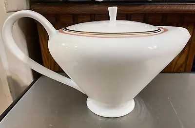 Mikasa CONNECTIONS PEACH AND GOLD Tea Pot Teapot - SERVER - VERY RARE & RETIRED • $25