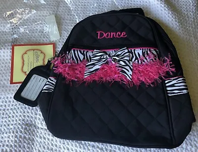 Girl NEW Quilted Dance Backpack Bag Black Pink Zebra W/Fringe NWT Sassi Designs • $8.50