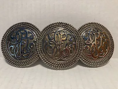 Vintage Gay Boyer Silver Tone 2 Pc Belt Buckle Monogram Design 6  X 2.5  Signed • $12.48