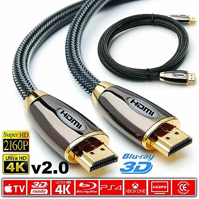 HDMI Cable 4K 2.0 Ulta HD Lead Short Long 0.5m 1m 1.5m 2m 3m 5m 7m 10m 15m 20m • £7.99