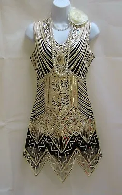 1920's Style Gatsby Vintage Charleston Sequin Tunic Dress Plus Size 18/20 • £29.99