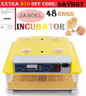 Automatic JANOEL 48 Egg Incubator Fully Digital LED Turning Chicken Duck Eggs • $229.55