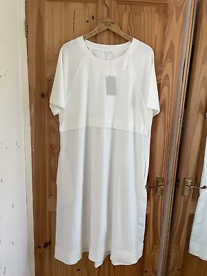 COS Long Midi - Maxi Smock Pleated Dress Creamy Ivory Size Large 44 Uk 18 NEW • £49