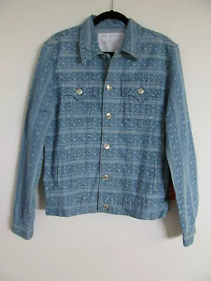 True Religion Trucker Jacket- Ikat Monogram TR Print-Blue Mohave-Size Large-NWT  • $91.99