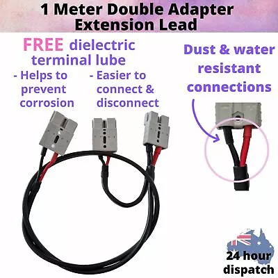 1 Metre 50 Amp Anderson Plug Double Adaptor Extension Lead Genuine 6mm Cable • $27.97