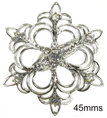 Brooch Silver Wedding Favour Diamante Vintage Pin Bridal Bouquet Shoe Cake Newuk • £2.29