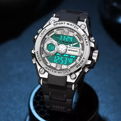 Men's Military Smartwatch Led Waterproof Rugged Tactical Fitness Quartz Watch • $18.73