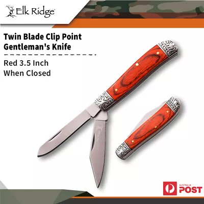 Elk Ridge Red 3.5 Inch Twin Blade Gentlemans Folding Knife #er-220db • $31