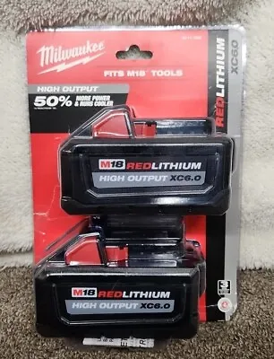 Milwaukee M18 48-11-1862 HIGH OUTPUT 18Volt XC6.0 Li-Ion Batteries 2 Pack•New! • $148.55