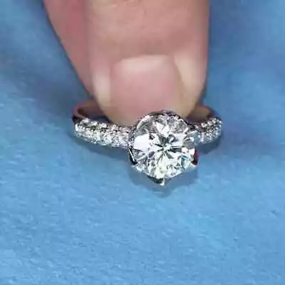 3 CT Round Cut Real Moissanite Engagement Wedding Ring 14k White Gold Plated • $134.99