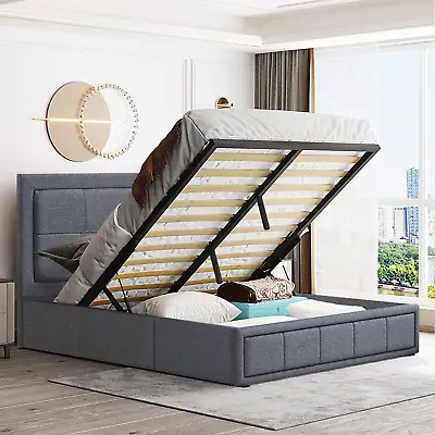 Ottoman Bed Small Double King Size Storage Gas Lift Up Fabric Bed Frame Bedroom • £169.99