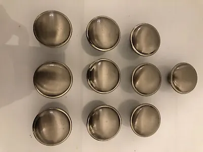 10 Metal Brushed Chrome Knobs For Drawer / Cupboard Cabinet • £12.50