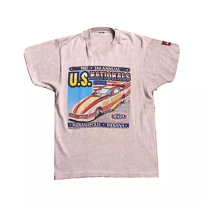 NHRA Mens L / M Indiana Winston Drag Racing US Nationals USA Tee Shirt 80's Vtg • $34