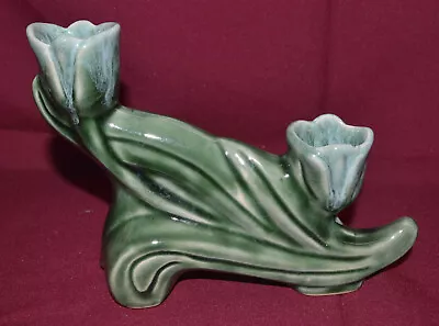 Vintage Anna Van Briggle Green Pottery Double Tulip Vase • $24.99