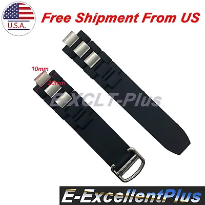 Black Rubber Strap Band For Cartier 20MM Must 21 Chronoscaph Autoscaph CLASP • $17.99