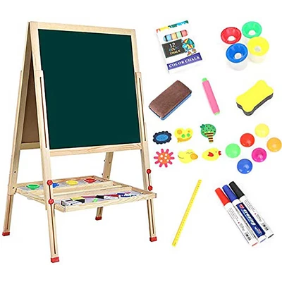 £46.79 • Buy Kids Wooden Art Easel Double-Sided Height Adjustable Painting Blackboard