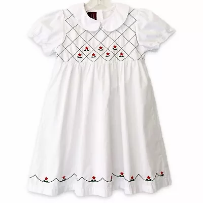 Lil Cactus Toddler Girl Floral Easter Dress White Spring Summer Embroidery SZ 6Y • £16.21