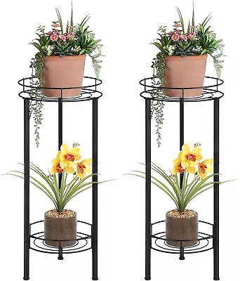 2 Pack Metal Planter Stand Round Flower Pot Display Rack For Patio Garden Silver • $29.99