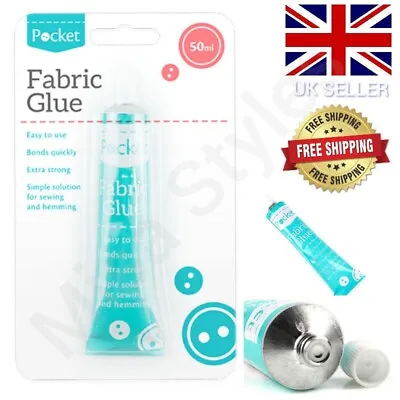 🔥Extra Strong Fabric Glue 50ml Washable Adhesive Repair Hemming Sewing Textile • £2.75